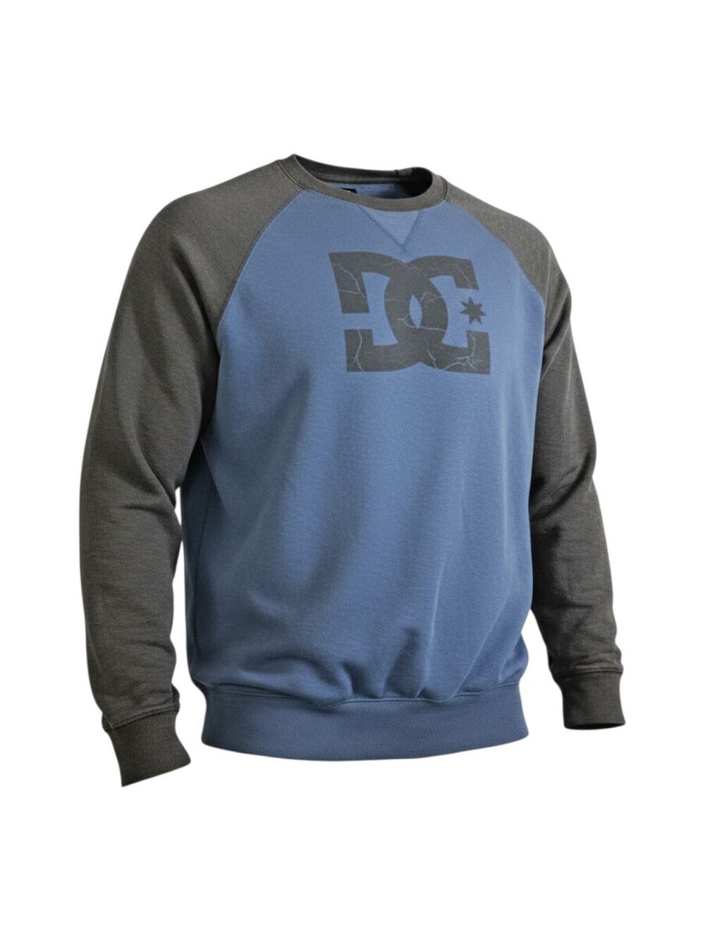 DC Shoes Crewneck Sweatshirt Blue Gray Fleece Logo Skate Large